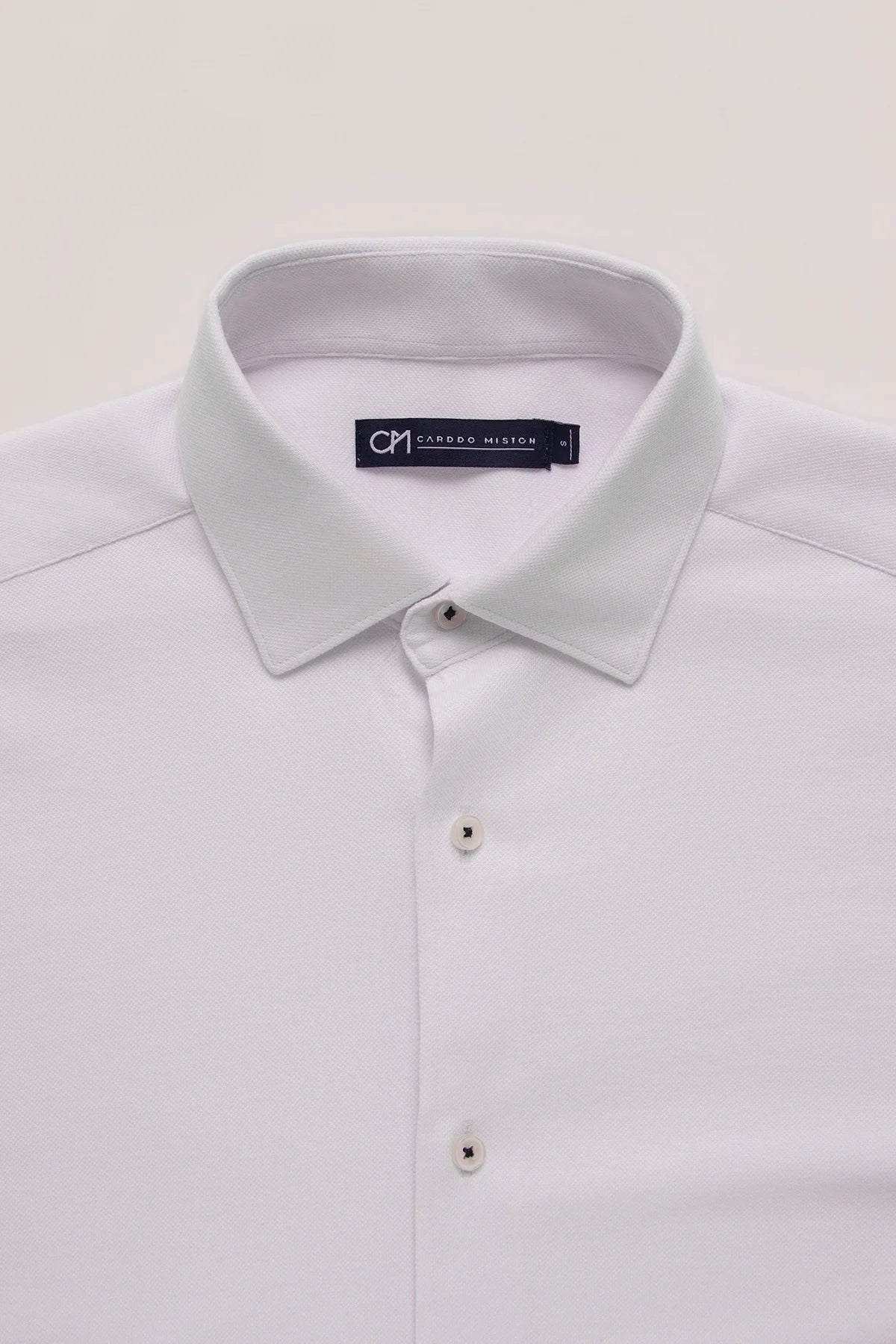 Camisa Piqué Botón Contraste Algodón Blanco